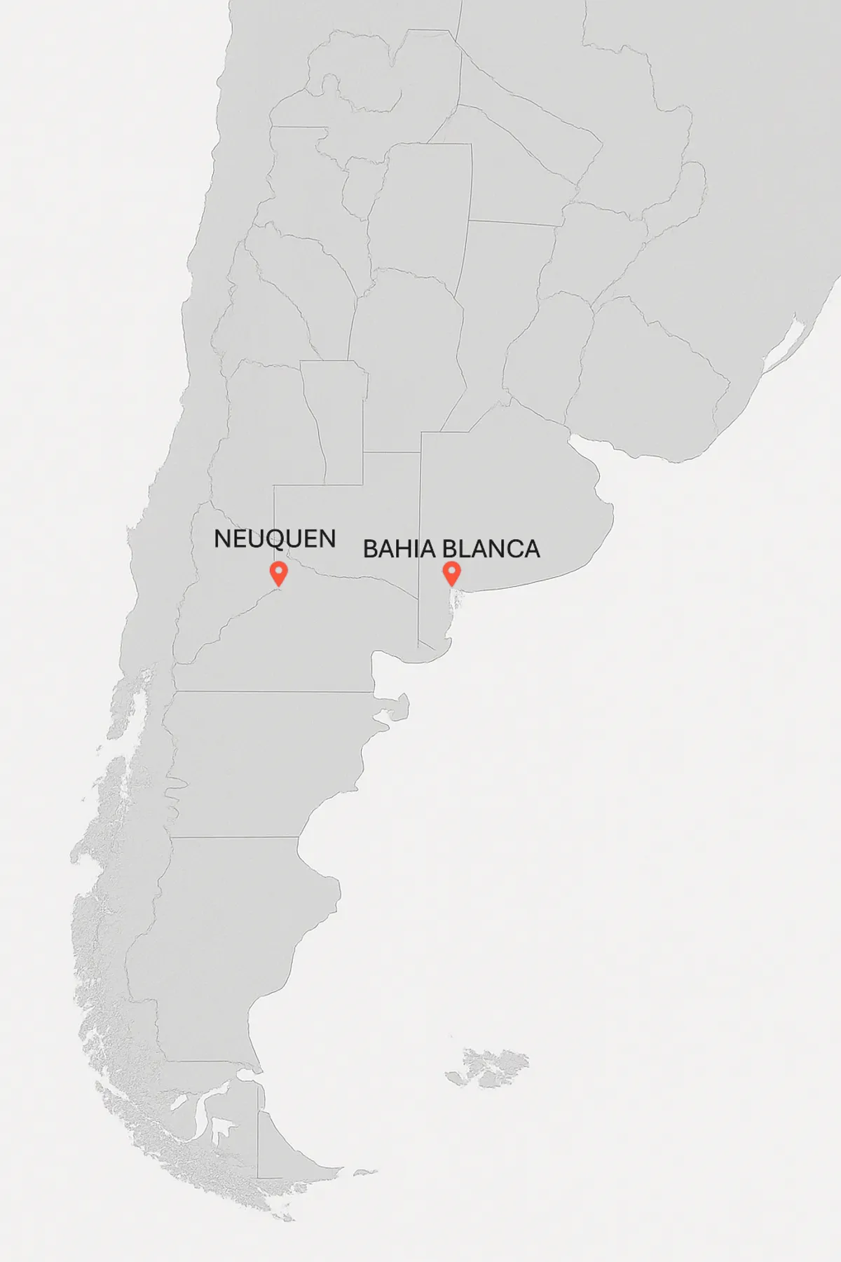 Mapa de localização - Neuquén e Bahía Blanca