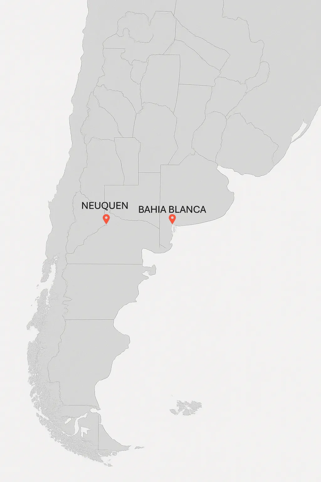 Mapa de localização - Neuquén e Bahía Blanca